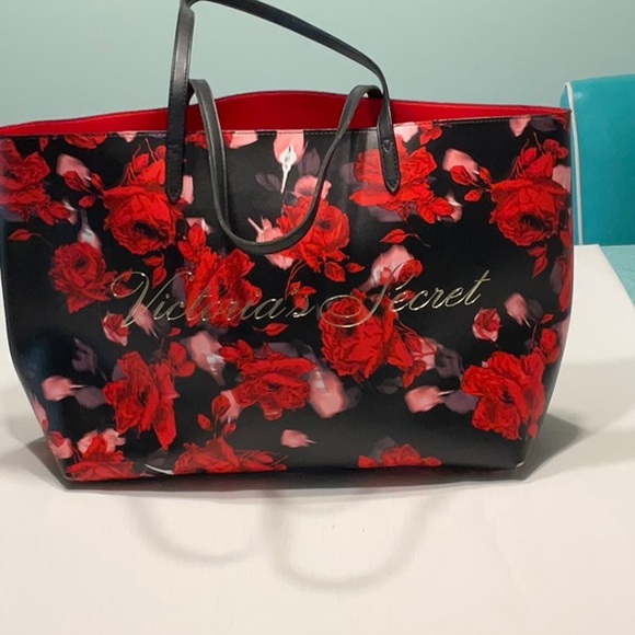 Victoria's Secret Handbags - Victoria's Secret Red and Black Floral Tote